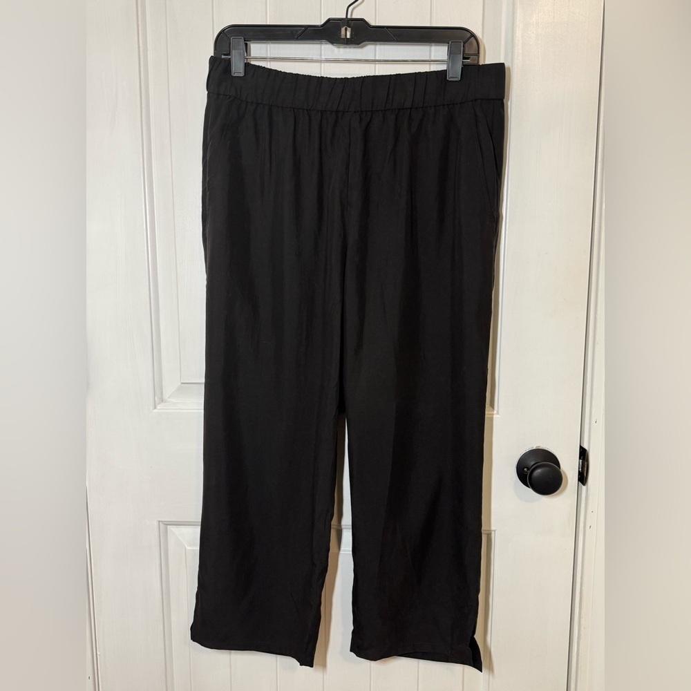 Eileen Fisher - Black Tencel Lyocell Blend Comfy Lounge Cropped Pants - Picture 3 of 8